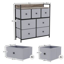 Home Discount Vida Designs Chorley 7 Drawer Chest Of Drawers UKFR Fabric Storage in Beige - thumbnail 3