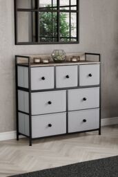 Home Discount Vida Designs Chorley 7 Drawer Chest Of Drawers UKFR Fabric Storage in Beige - thumbnail 1