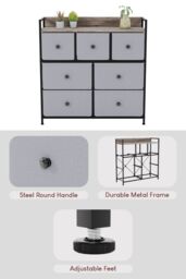 Home Discount Vida Designs Chorley 7 Drawer Chest Of Drawers UKFR Fabric Storage in Beige - thumbnail 4