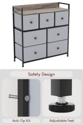 Home Discount Vida Designs Chorley 7 Drawer Chest Of Drawers UKFR Fabric Storage in Beige - thumbnail 7