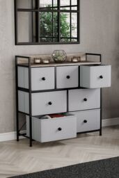 Home Discount Vida Designs Chorley 7 Drawer Chest Of Drawers UKFR Fabric Storage in Beige - thumbnail 2