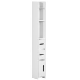 Kleankin Freestanding Bathroom Cabinet w/ Open Shelves 3 Cupboards, White - thumbnail 2