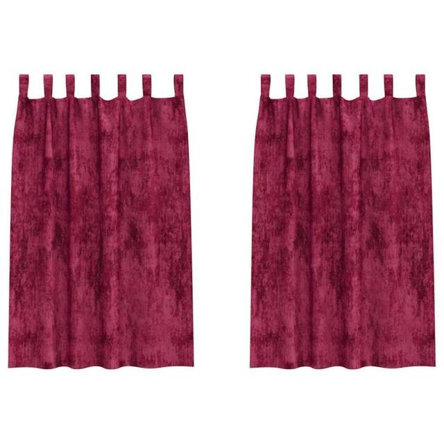 Berkfield Home Velvet Curtains 2 pcs with Eyelets Wine Red 175x140 cm - image 1