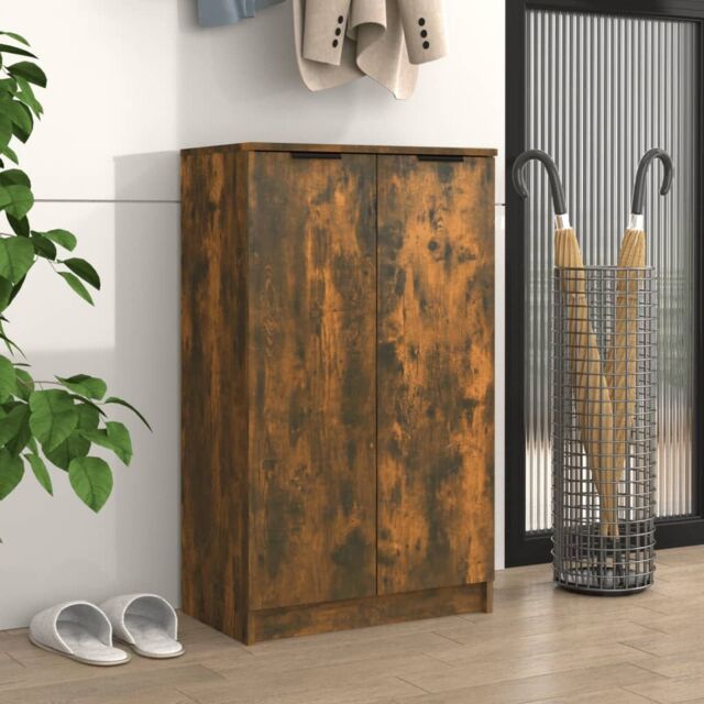 Berkfield Home Shoe Cabinet Smoked Oak 59x35x100 cm Engineered Wood in Brown - Size: 59 x 35 x 100 cm - image 1