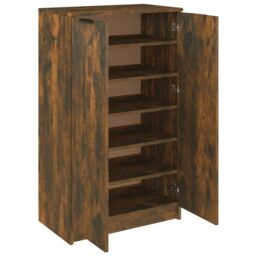 Berkfield Home Shoe Cabinet Smoked Oak 59x35x100 cm Engineered Wood in Brown - Size: 59 x 35 x 100 cm - thumbnail 6