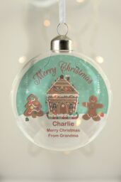 Personalised Memento Company Personalised Gingerbread House Christmas Glass Bauble in Clear - thumbnail 4