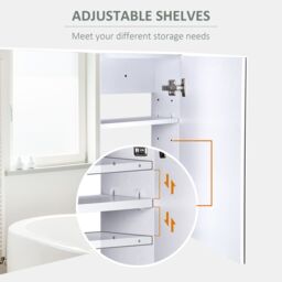 HOMCOM Bathroom Mirror Cabinet Wall Mounted, 80 x 15 x 60 cm, White - Size: 80 x 15 x 60 cm - thumbnail 5