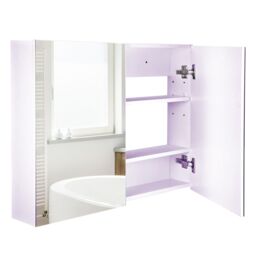 HOMCOM Bathroom Mirror Cabinet Wall Mounted, 80 x 15 x 60 cm, White - Size: 80 x 15 x 60 cm - thumbnail 2
