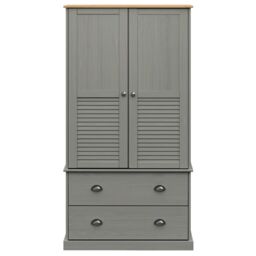 Berkfield Home Wardrobe VIGO Grey 90x55x176 cm Solid Wood Pine - Size: 90 x 55 x 176 cm - thumbnail 4