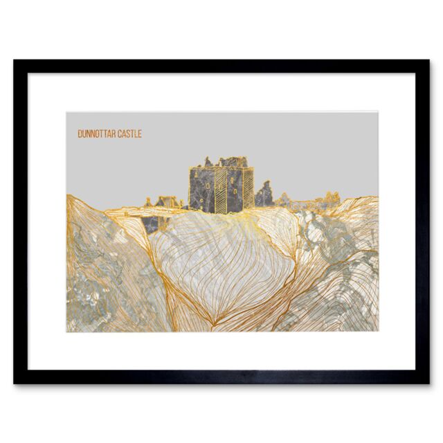 "Artery8 Wall Art Print Dunnottar Castle Stonehaven Scotland Ancient Marble Framed Art in Black - Size: W7"" x H9""" - image 1