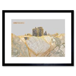 "Artery8 Wall Art Print Dunnottar Castle Stonehaven Scotland Ancient Marble Framed Art in Black - Size: W7"" x H9""" - thumbnail 1