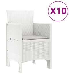Berkfield Home 11 Piece Garden Dining Set with Cushions White Poly Rattan - thumbnail 5
