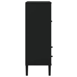 Berkfield Home Highboard SENJA Rattan Look Black 90x40x112cm Solid Wood Pine - Size: 90 x 40 x 112 cm - thumbnail 7