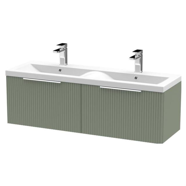 Balterley Tixall 2 Drawer Wall Hung Vanity Basin Unit, Satin Green, 1200mm in Green - image 1