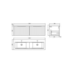 Balterley Tixall 2 Drawer Wall Hung Vanity Basin Unit, Satin Green, 1200mm in Green - thumbnail 2