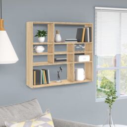 Berkfield Home Wall Shelf Sonoma Oak 90x16x78 cm Engineered Wood in Brown - Size: 90 x 16 x 78 cm