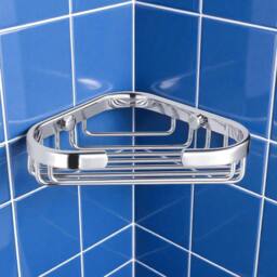 Showerdrape Clasico Wall Mounted Stainless Steel Chrome Small Basket in Silver - thumbnail 1
