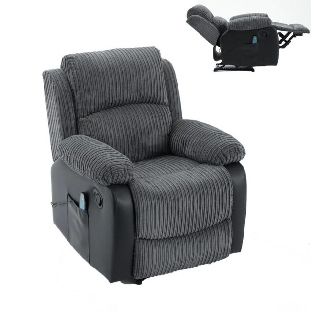 FURNITURE ONE Massage Recliner Sofa, Corduroy Fabric Electric Recliner Massage Armchair in Grey - Size: 1 Seater - image 1
