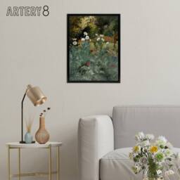 "Artery8 Eliphalet Andrews Poppies Wildflower Painting Framed Canvas Art Print in Green - Size: W12"" x H16""" - thumbnail 3