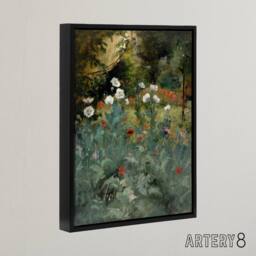 "Artery8 Eliphalet Andrews Poppies Wildflower Painting Framed Canvas Art Print in Green - Size: W12"" x H16""" - thumbnail 2