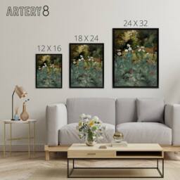 "Artery8 Eliphalet Andrews Poppies Wildflower Painting Framed Canvas Art Print in Green - Size: W12"" x H16""" - thumbnail 4