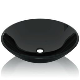 Berkfield Home Basin Tempered Glass 42 cm Black - thumbnail 3