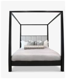 HOB Furniture Washington 4 Poster Bed, Luxury French Velvet, Cream - Size: Emperor - thumbnail 3