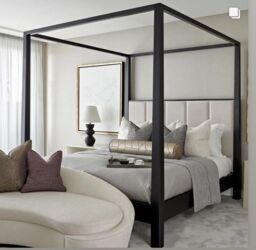 HOB Furniture Washington 4 Poster Bed, Luxury French Velvet, Cream - Size: Emperor - thumbnail 2
