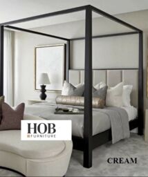 HOB Furniture Washington 4 Poster Bed, Luxury French Velvet, Cream - Size: Emperor - thumbnail 5