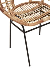 Orsina Rattan Round Petal Chair with Black Metal Legs, Rattan Dining Chair in Natural - thumbnail 5