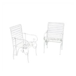 Melody Maison Set Of 2 Ornate Metal Distressed White Garden Chairs - 55cm X 92cm - Size: 55 cm X 92 cm - thumbnail 1