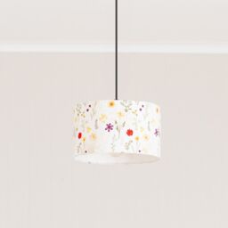 ValueLights Flora Delicate Flower Embroidered Fabric Drum Lamp Shade with LED Bulb - Size: 10 inches - thumbnail 3