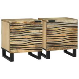 Berkfield Home Bedside Cabinets - 2 pcs, 40x33.5x46 cm, Solid Mango Wood in Beige - Size: 40x33.5x46 cm - thumbnail 2