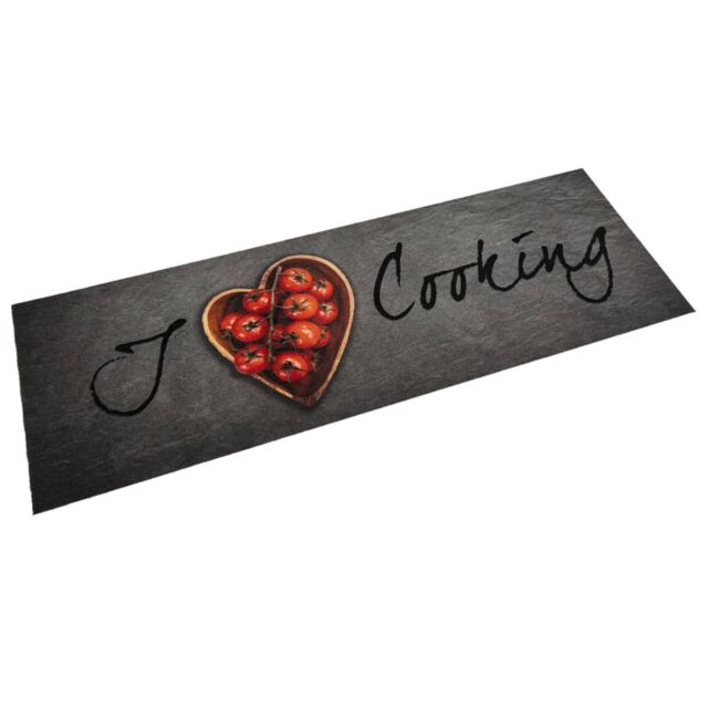 Berkfield Home Kitchen Rug Washable Cooking Text 60x180 cm Velvet in Grey - image 1