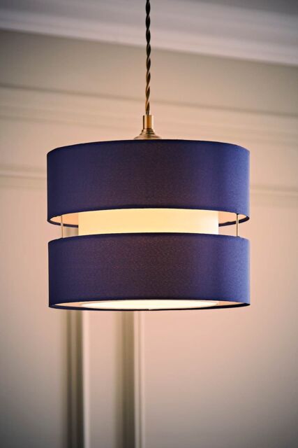 ValueLights Sophia Small 26cm Drum Easy Fit Ceiling Light Lamp Shade with Bulb in Navy - Size: 10 inches - image 1