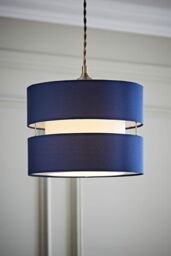 ValueLights Sophia Small 26cm Drum Easy Fit Ceiling Light Lamp Shade with Bulb in Navy - Size: 10 inches - thumbnail 2