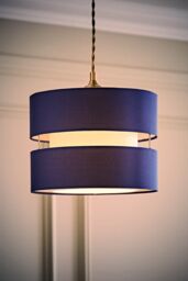 ValueLights Sophia Small 26cm Drum Easy Fit Ceiling Light Lamp Shade with Bulb in Navy - Size: 10 inches