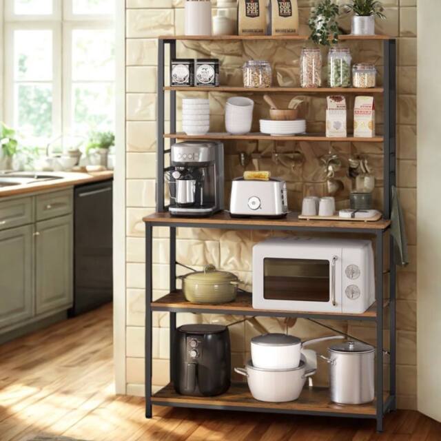 Pirlo Plush Industrial 6 Tier Kitchen Storage Rack With Shelves in Brown - image 1