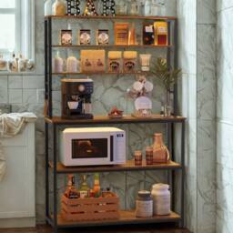 Pirlo Plush Industrial 6 Tier Kitchen Storage Rack With Shelves in Brown - thumbnail 4