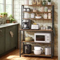 Pirlo Plush Industrial 6 Tier Kitchen Storage Rack With Shelves in Brown - thumbnail 3