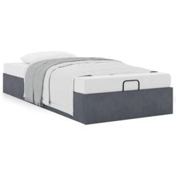 Berkfield Home Ottoman Bed Frame No Mattress Dark Grey Single Velvet - thumbnail 4