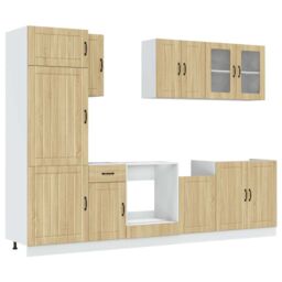 Berkfield Home 8 Piece Kitchen Cabinet Set Kalmar Sonoma Oak Engineered Wood in Brown - thumbnail 2