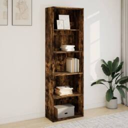 Berkfield Home Bookcase Smoked Oak 60x30x189 cm Engineered Wood in Brown - Size: 60 x 30 x 189 cm - thumbnail 3