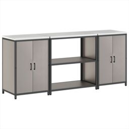 Berkfield Home Kitchen Storage Set with Shelf with Storage with Door 3 pcs Rusty 210 x 50 x 92 cm in Brown - thumbnail 8