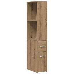 Berkfield Home Narrow Bathroom Cupboard with Wheels Artisian Oak Engineered Wood in Brown - thumbnail 3