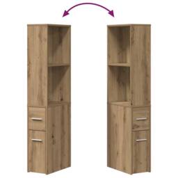 Berkfield Home Narrow Bathroom Cupboard with Wheels Artisian Oak Engineered Wood in Brown - thumbnail 8