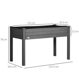 OUTSUNNY Garden Wooden Planter Flower Raised Bed, Dark Grey - thumbnail 3