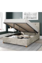 Aspire Hepburn Upholstered Ottoman Storage Bed, Mirazzi Velvet Fabric in Ivory - Size: Single - thumbnail 2