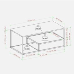 EONLION Modern Tiered Metal & Wood Coffee Table in Light Oak - Size: B - thumbnail 2
