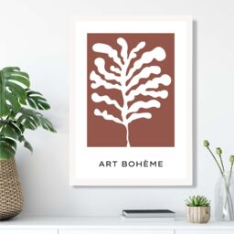 ARTZE Red & White Matisse Style Floral Cutout Framed Print SIZE: A2 with White Frame - Size: A4 - thumbnail 2